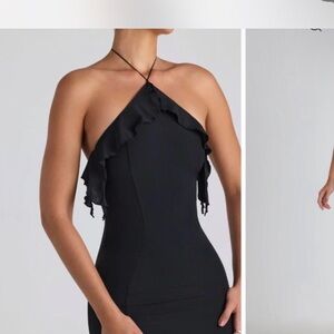 Oh Polly Black Ruffle Backless Dress